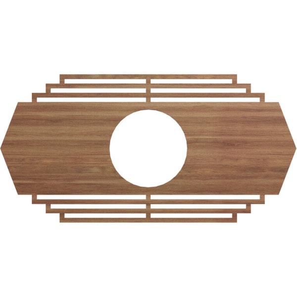 Ekena Millwork Chrysler Wood Fretwork Pierced Ceiling Medallion, Walnut, 34"W x 17"H x 9"ID x 3/8"T CMWP34X17X0375CSWA - main